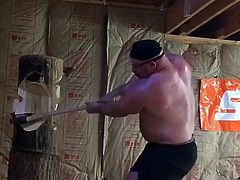 Lumberjack daddy chops wood (softcore)