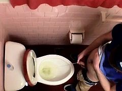 Top gay sex Unloading In The Toilet Bowl