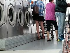 Laundry Creep Shots epic upskirt little booty blonde part 3