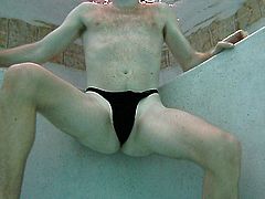 my black thong in pool