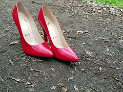 Cumonheels's wife's red heels following me