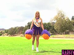 Cheerleader Tristyn Kennedy eats jizz after pounding
