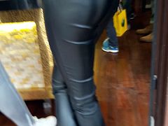 TIght leather ass teen