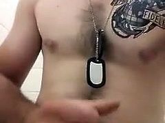 straight marine shows cock in the barracks shot cum