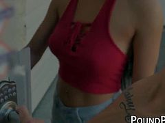 Teen stunner Crystal Rae fucked with huge POV cock