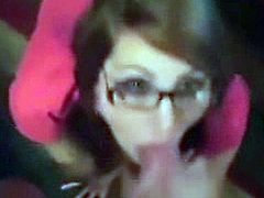 wild horny girl with glasses know how to fucks her man