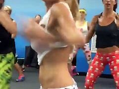fitness workout trainer with hard nipples