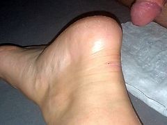 I cum on the heel of my very hot wifes foot