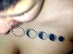 Goth Teen gags on old cock and makes him cum