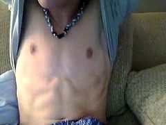 Teenboy Jerks On Sofa