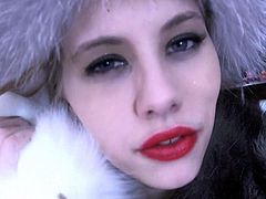 Check out this smoking hot and horny amateur woman wearing a fur coat showing off her slutty mouth.Watch her in HD ...