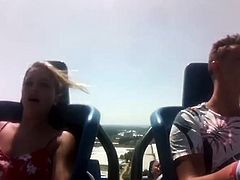 Her tits get out during rollercoaster ride