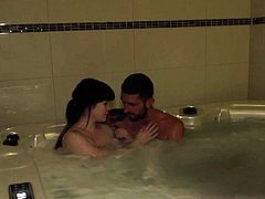 Czech babe welcomes her clients in a private Jacuzzi
