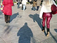Greek mature in leather leggings