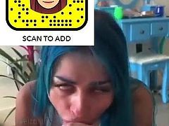 blue hair blowjob