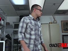 Lusty shows up for interview when horny director seduces him into sucking and taking his big black cock deep in different poses til they cum. Visit CrackerBang for much more