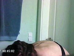 Big Tits Teen secretly filmed with a spy cam in Bathroom