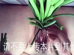 Chinese milf vegetables insertion