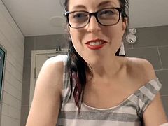 Nerdy Girl Washes Ink by Piss