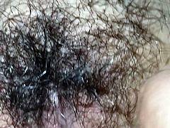 Fingering Wife's Wet Hairy Pussy