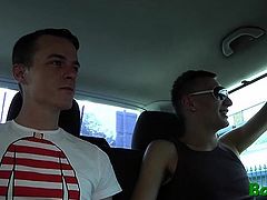 Gracious gay boy likes to get slammed in a car by his lover