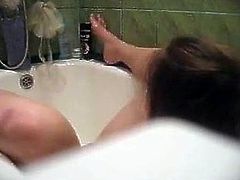 Horny girl masturbation on bath