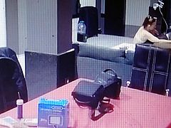 Girl gives the guy a blowjob (Spycam)