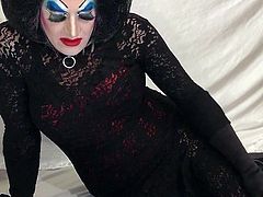 Drag Queen Talking Dirty, Undressing and Showing of dildos