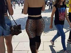 Two big ass girls in leopard leggings