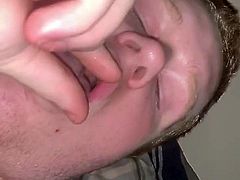 Chubby American Fag plays with tiny dick, SUBMITS HIMSELF