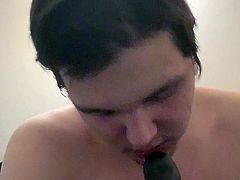 sucking big black dildo
