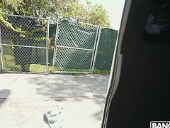 Sexy bubble butt chick is paid to ride naked in van and pick up strangers for sex. She bends and arches her ass up for a doggy style fuck with her first pick. He penetrates her tight pussy as his thighs keep taping her soft ass till he cums. She turns and licks the cum off his dick.