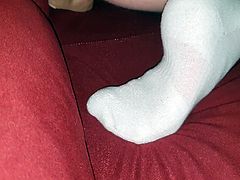 Dildo fuck in white nike socks