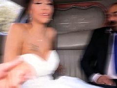 Newlyweds cant resist and get intimate right after wedding