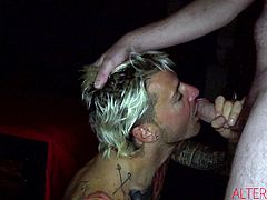 The heavily tattooed stud was too broke and was ready to do anything to get money. Luckily, he met with one of his buddies who asked him for sex in exchange for cash. Watch how he hungrily fills his mouth with his cock giving him the most amazing blowjob ever. He deserves the money!