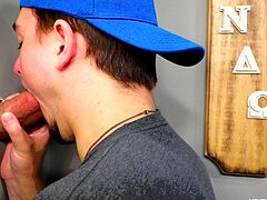My brunette friend came to my room so I told him about the hole inside the wall. Then he went to the other side wall and slid his hard erect dick inside the hole. At first, I got surprised but after seeing such a big dick, I could not control myself and started giving my throat juices to his big dick.