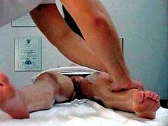 Cute brunette fucks the masseuse