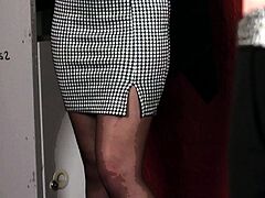 Pervy geeky voyeur watching coworker