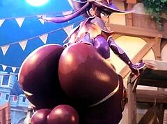 Foxy 3D Superwoman bounces up and down on a cock