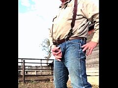 Farmer Daddy Caught Peeing Outdoors