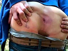 Spanked Twink Strips Outdoors