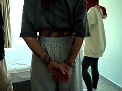 Step Mom, Step Sis and Step comrade share bed, backstage -