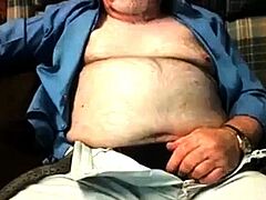 Hairy Grandpa Bear Strokes His Big Cock