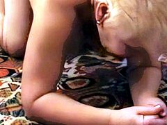 Rssian blonde granny with young stud anal sex